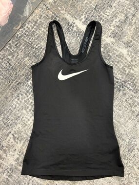 Nike Black Dri-FIT Tank Top with White Swoosh XS
